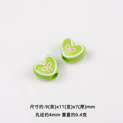Bowknot Outline Heart Acrylic Beads 11mm 40pcs 13