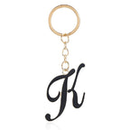 Metal Fashion Letter Keychain Black and Gold Script Design 15