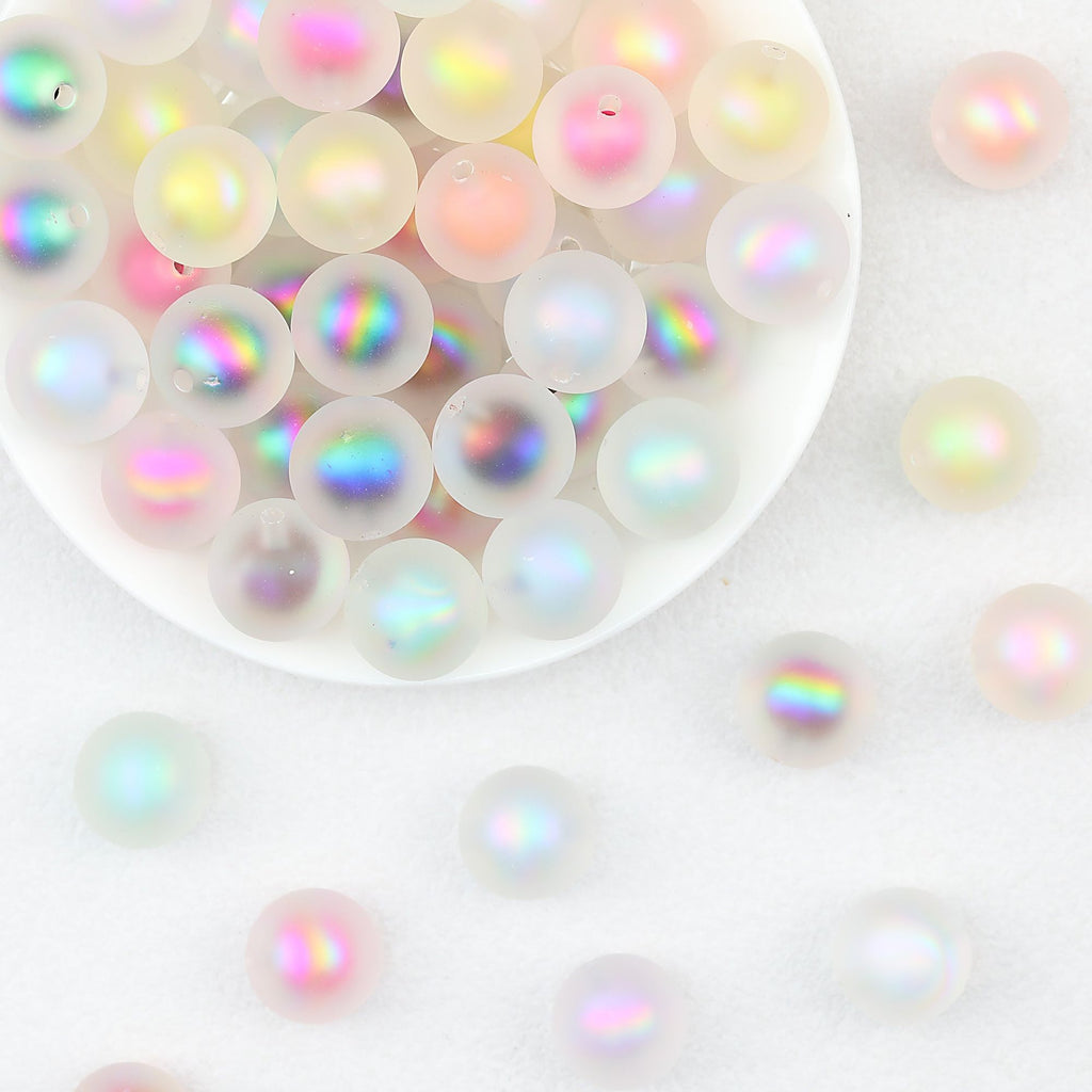 Frosted Acrylic Round Sago Beads 16mm 50pcs