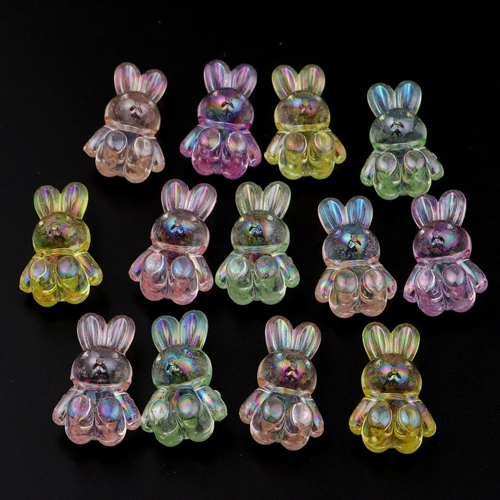 3D Bunny Glass Beads 14x24mm Translucent Pastel Mixed 30pcs 10