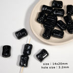 Square Acrylic Beads 14x20mm Dove Chocolate Glossy 20pcs 3