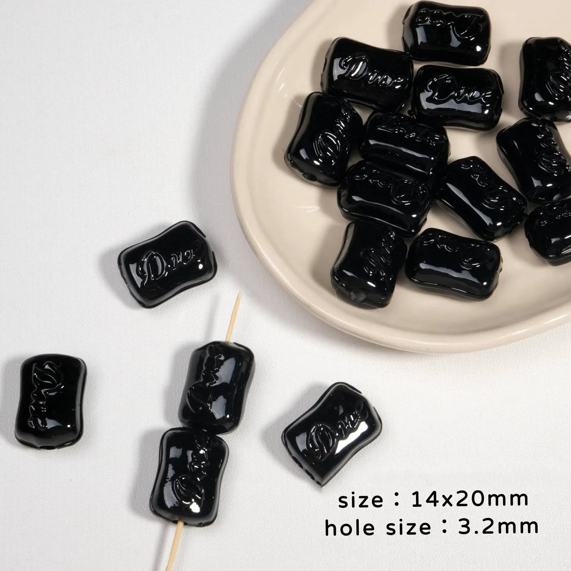 Square Acrylic Beads 14x20mm Dove Chocolate Glossy 20pcs 3