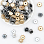 Metallic Sugar Textured Resin Round Spacer Beads 12mm 50pcs