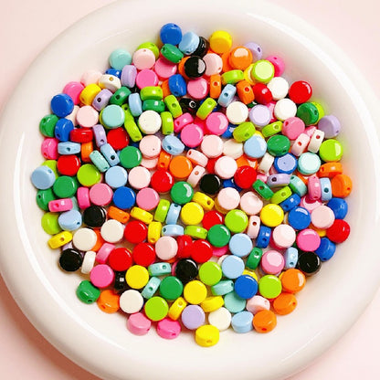 Flat Acrylic Beads 8mm Glossy Colorful Mixed 50pcs 16