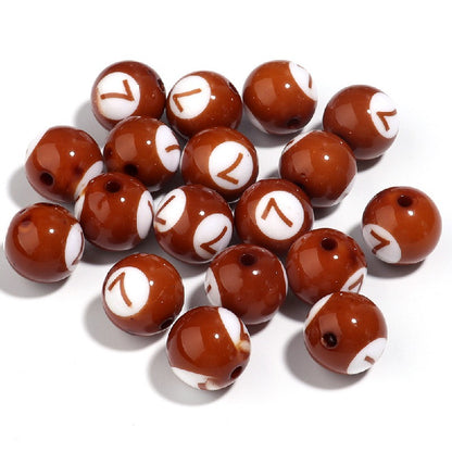 Colored Billiard Ball Round Acrylic Beads 16mm Glossy 10pcs 12
