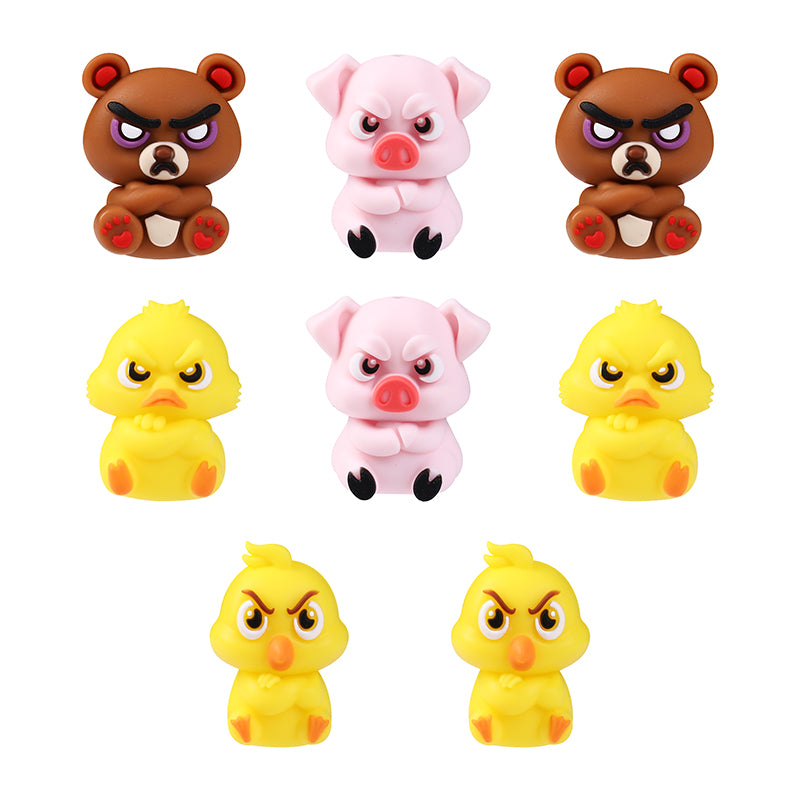 Silicone 3D Focal Beads Angry Animal Front Facing Expression 9