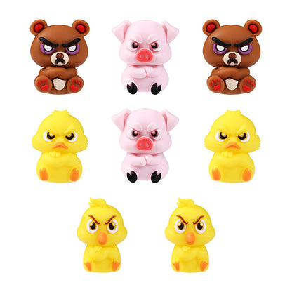 Silicone 3D Focal Beads Angry Animal Front Facing Expression 9