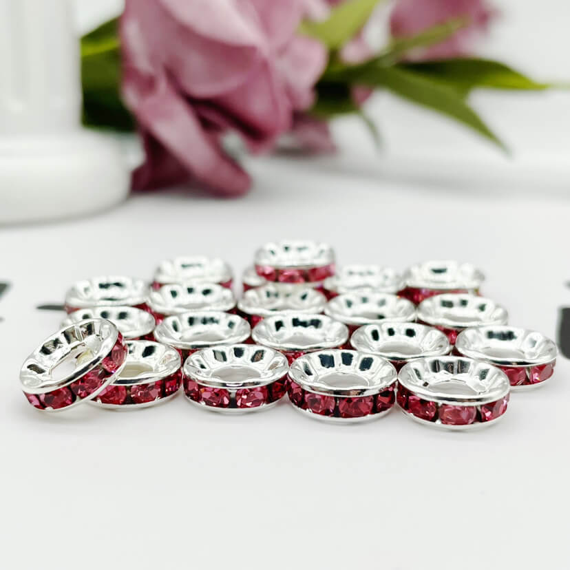 Copper Round Spacer Beads 10mm Large Hole Rhinestone 100pcs 14