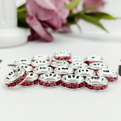 Copper Round Spacer Beads 10mm Large Hole Rhinestone 100pcs 14