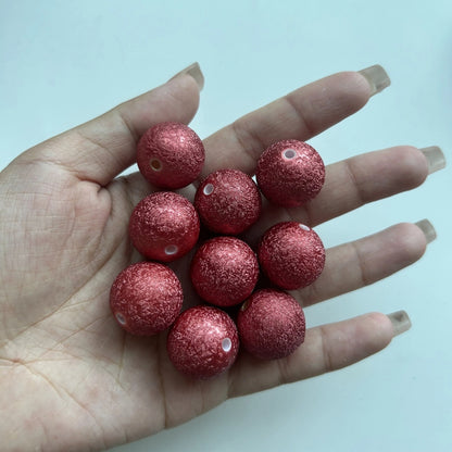 Opaque Bubblegum Beads 20mm Spray Painted Wrinkle Texture 10pcs 8