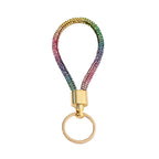 Rhinestone Keychain Metal Rainbow Gradient with Gold Clasp