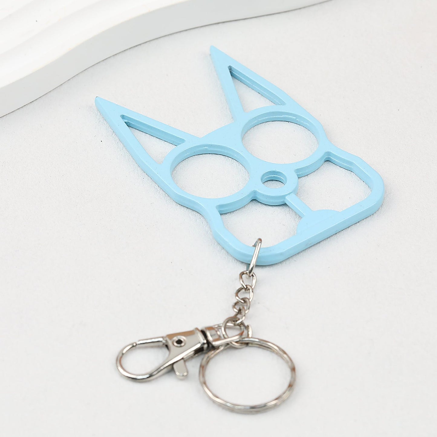 Self Defense Keychain Zinc Alloy Dual Pointed Multi Functional - light blue
