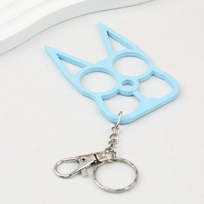 Self Defense Keychain Zinc Alloy Dual Pointed Multi Functional - light blue