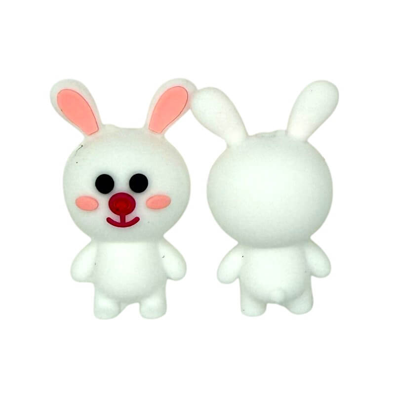 Silicone 3D Focal Beads Rabbit Long Ears Smiling Face 20pcs