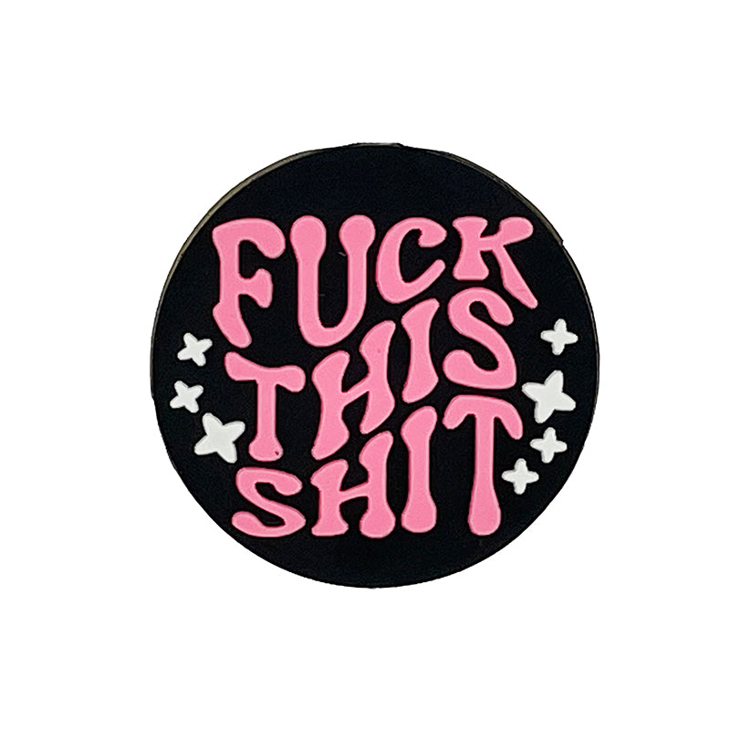 Silicone Focal Beads Fuck This Shit Retro Text with Stars 20pcs 4