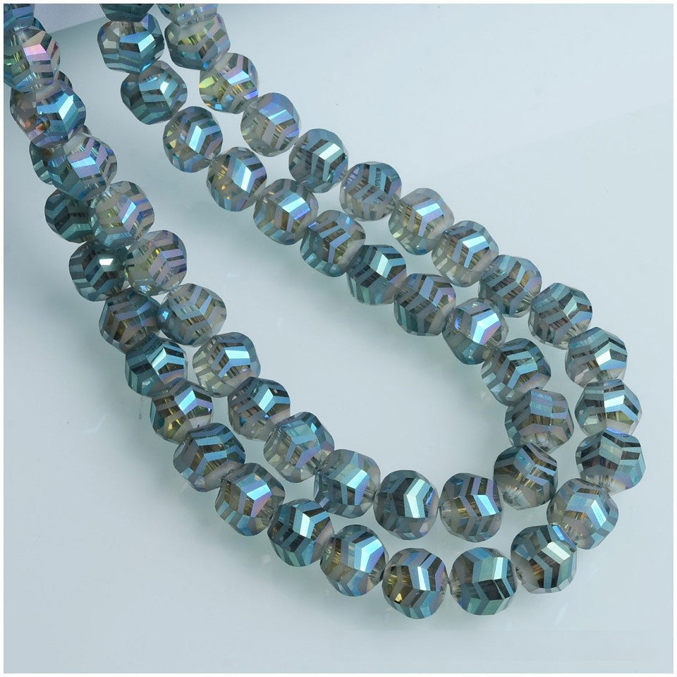 Faceted Glass Beads 10mm Matte Frosted Wavy Line Pattern 70pcs 3
