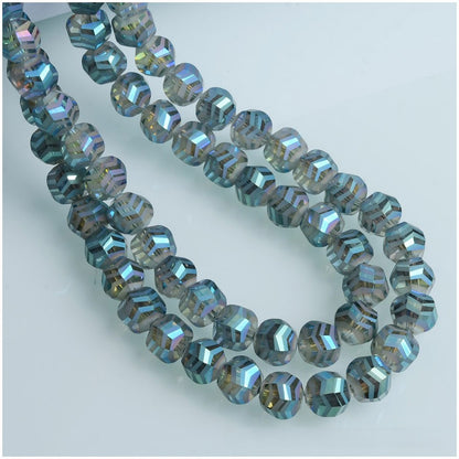 Faceted Glass Beads 10mm Matte Frosted Wavy Line Pattern 70pcs 3