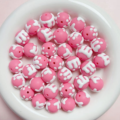 Hand Painted Jelly Bean Acrylic Beads 16mm Cream Colors 10pcs 11