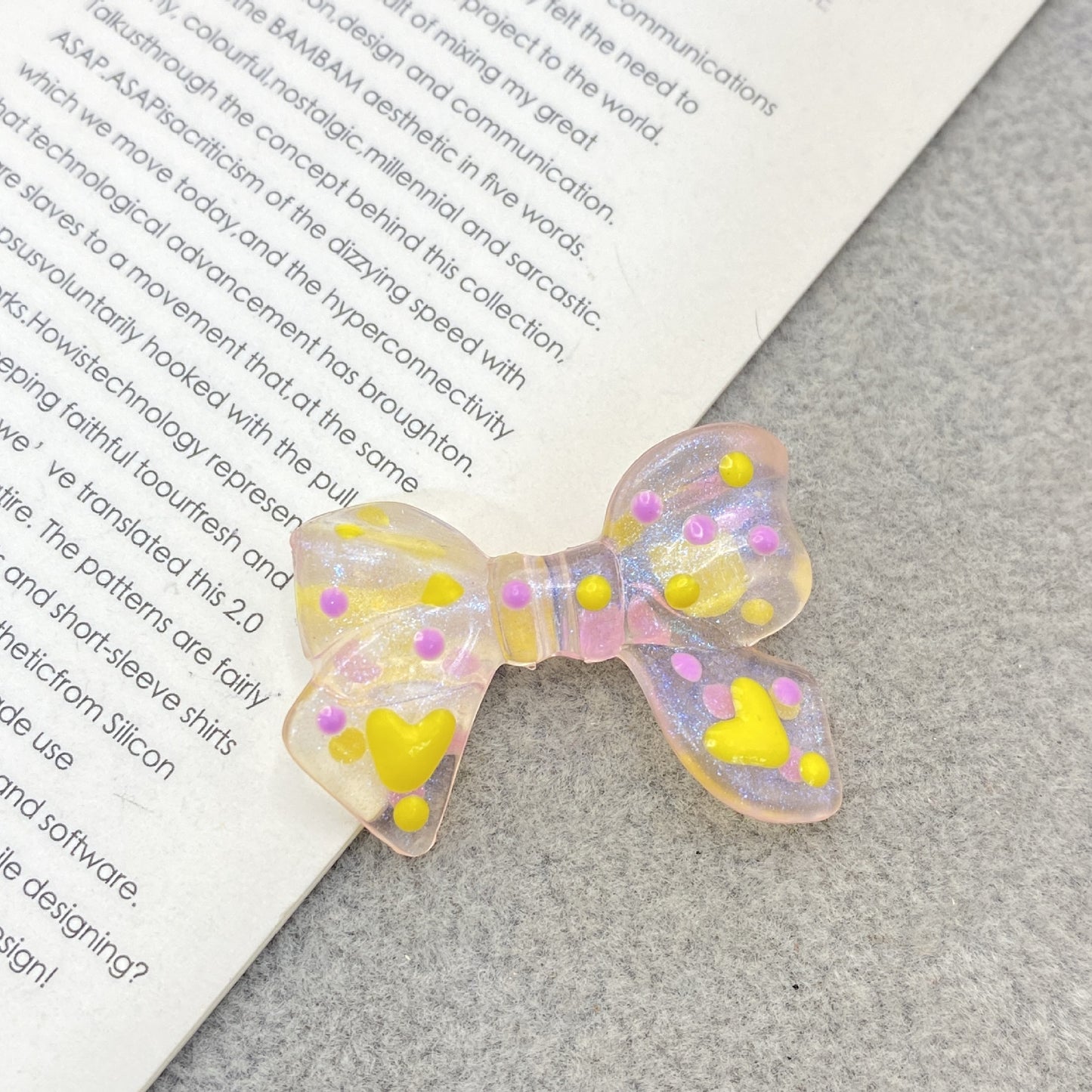 Hand Painted Bow Acrylic Beads 25-33mm Colorful Polka Dot 10pcs 9