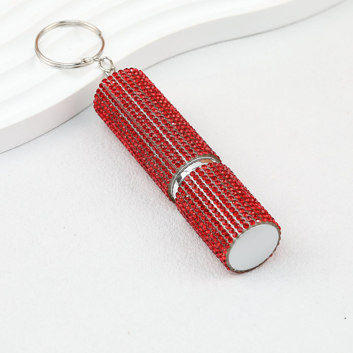 Rhinestone Perfume Spray Bottle Keychain Zinc Alloy 5ml Pink - Red