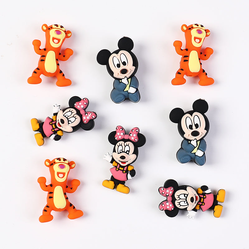 Silicone 3D Focal Beads Disney Mickey Minnie Tigger Detailed Character 20pcs 3