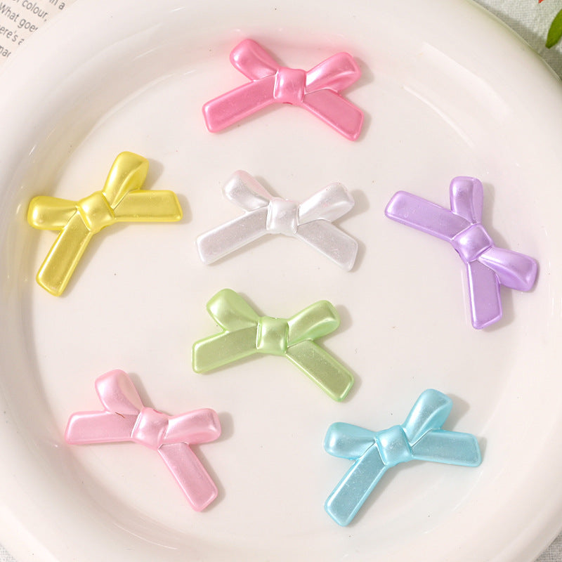 33mm Pearl Finish Acrylic Bow Beads Pastel Colors 100g 2