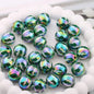 UV Plating Round Acrylic Beads 16mm Watermelon Stripe Printed 20pcs 2
