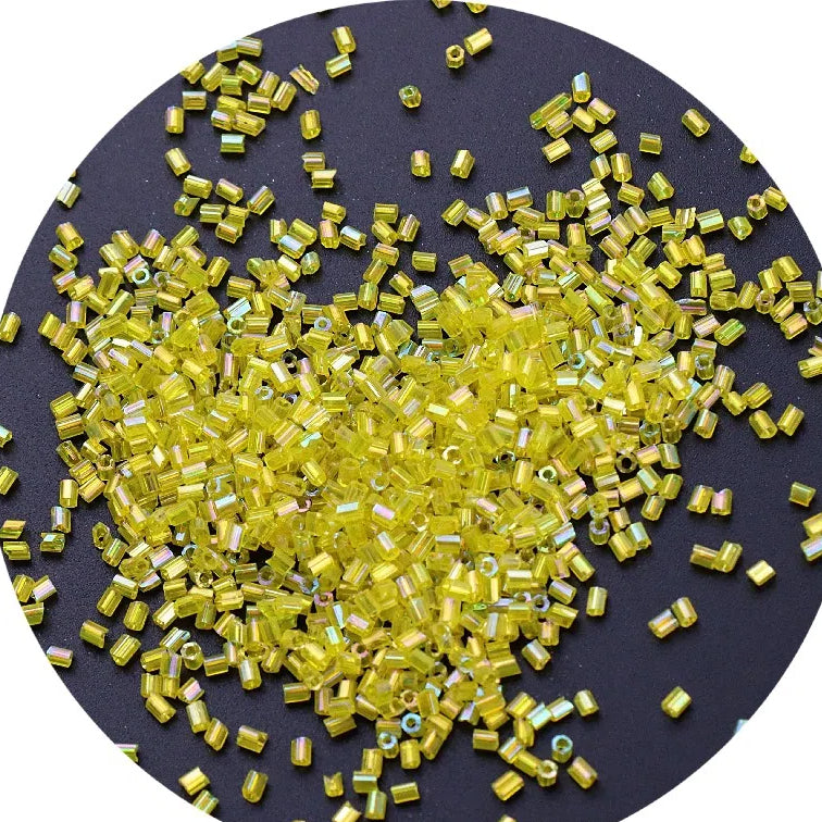 Iridescent Seed Bugle Glass Beads 3mm Mixed Colors 3000pcs 9