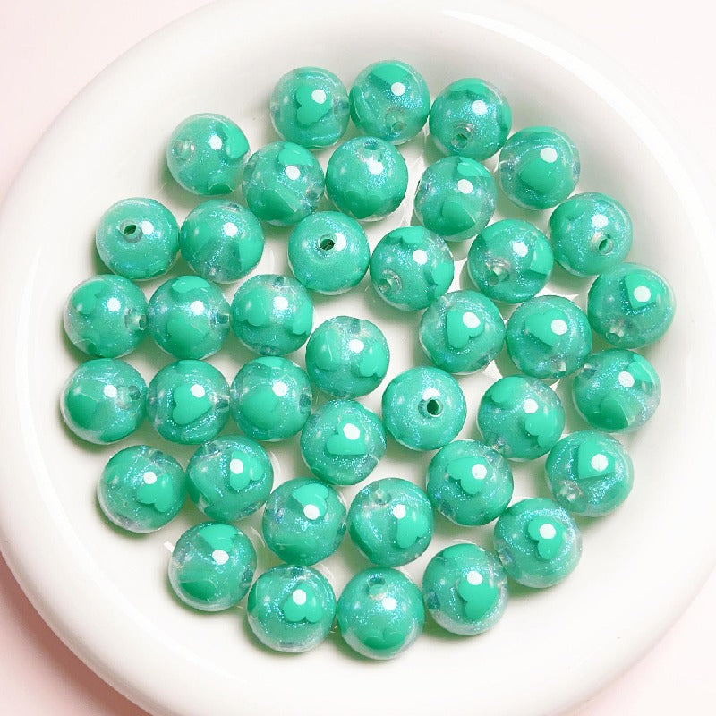 Candy Heart Acrylic Beads 16mm Glossy Colorful 10pcs 18
