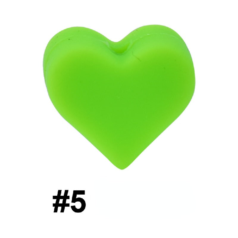 Colorful Pastel Mix Heart 14mm Silicone Beads Solid Color Matte Finish 50pcs 8