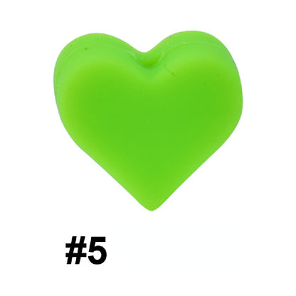 Colorful Pastel Mix Heart 14mm Silicone Beads Solid Color Matte Finish 50pcs 8