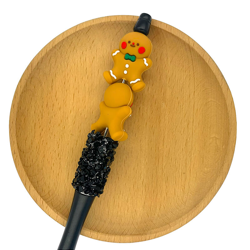 Silicone 3D Focal Beads Christmas Gingerbread Man Icing Details 2