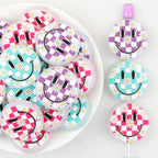 Daisy Check Smile Face Silicone Focal Beads 20Pcs 