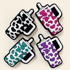 Silicone Focal Beads Cow Print Travel Cup Handle 20pcs