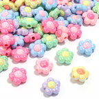 Cartoon Flower Acrylic Beads 16mm Glossy Pastel Colors 20pcs 5