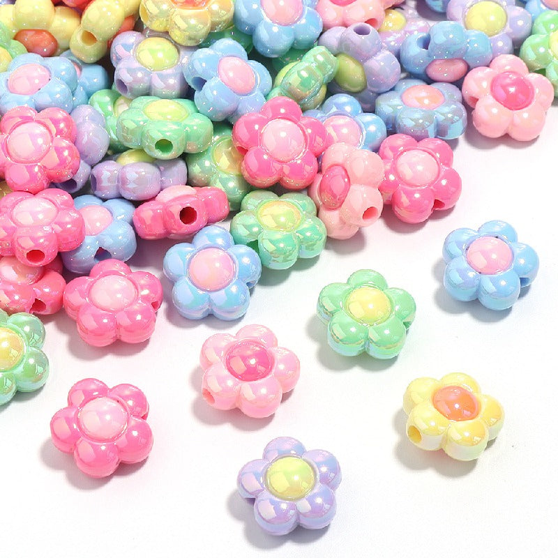 Cartoon Flower Acrylic Beads 16mm Glossy Pastel Colors 20pcs 5