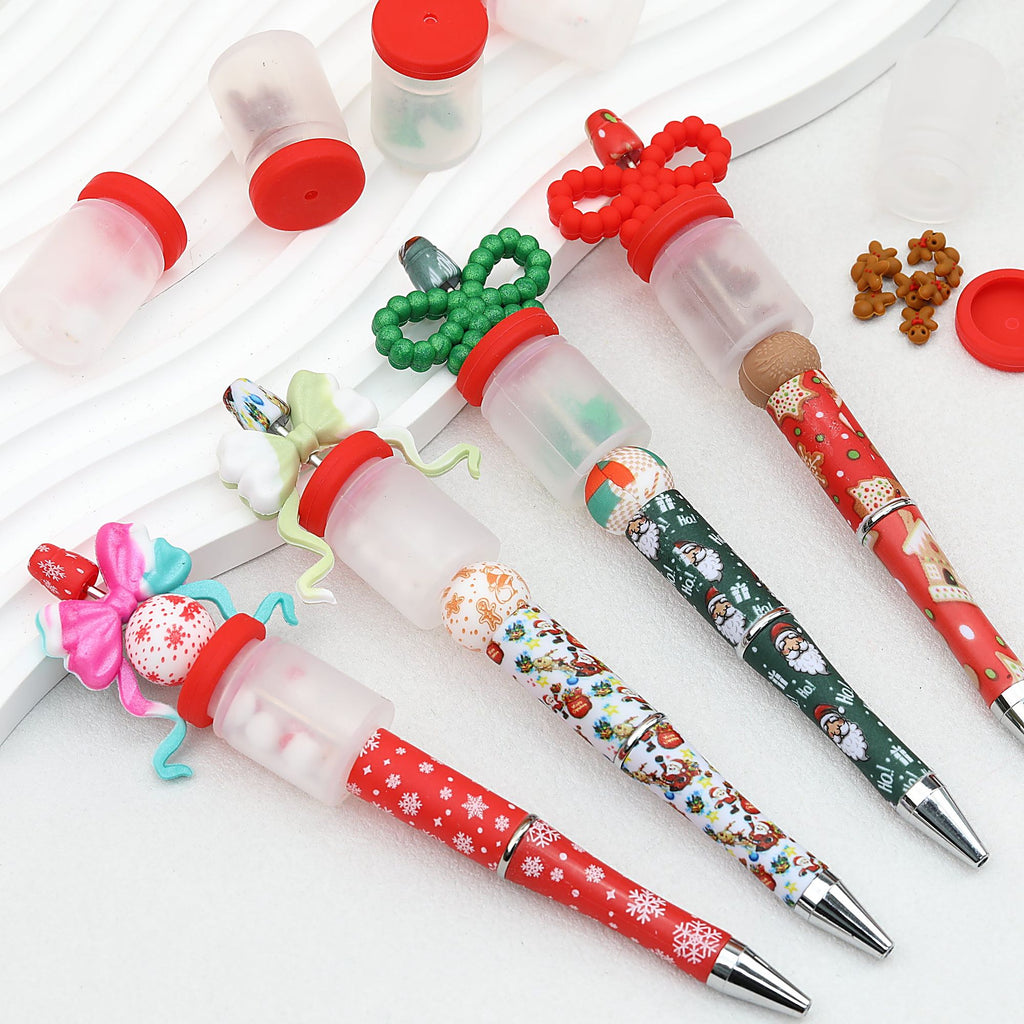 Silicone 3D Christmas Focal Beads Christmas Big Bottle 20pcs