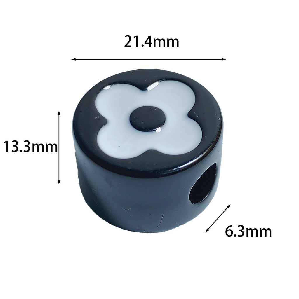 Painted Round Square Acrylic Beads 14mm 21mm Clover Pattern Enamel 10pcs 4