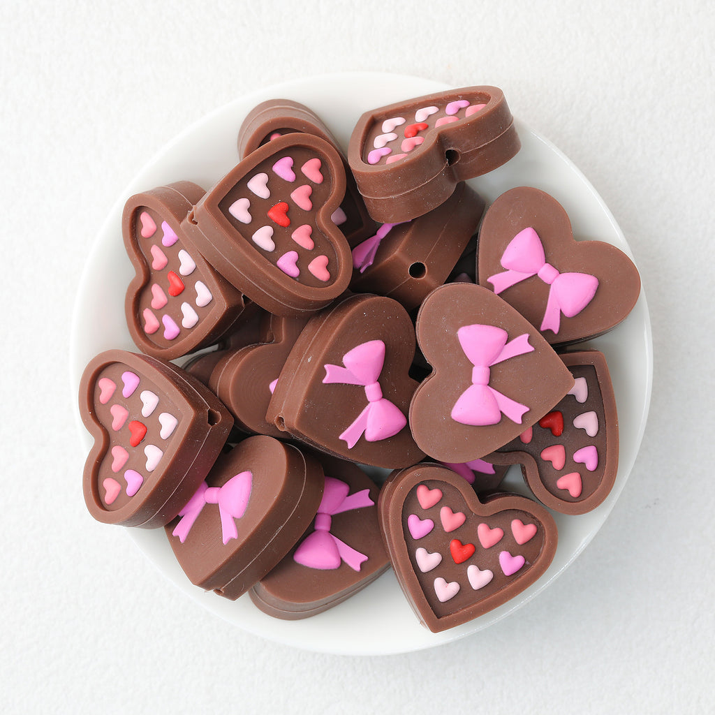 3D Valentine Day Chocolate Gift Box Silicone Focal Beads 20Pcs  2