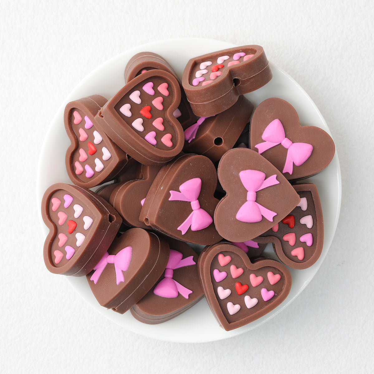 3D Valentine Day Chocolate Gift Box Silicone Focal Beads 20Pcs  2