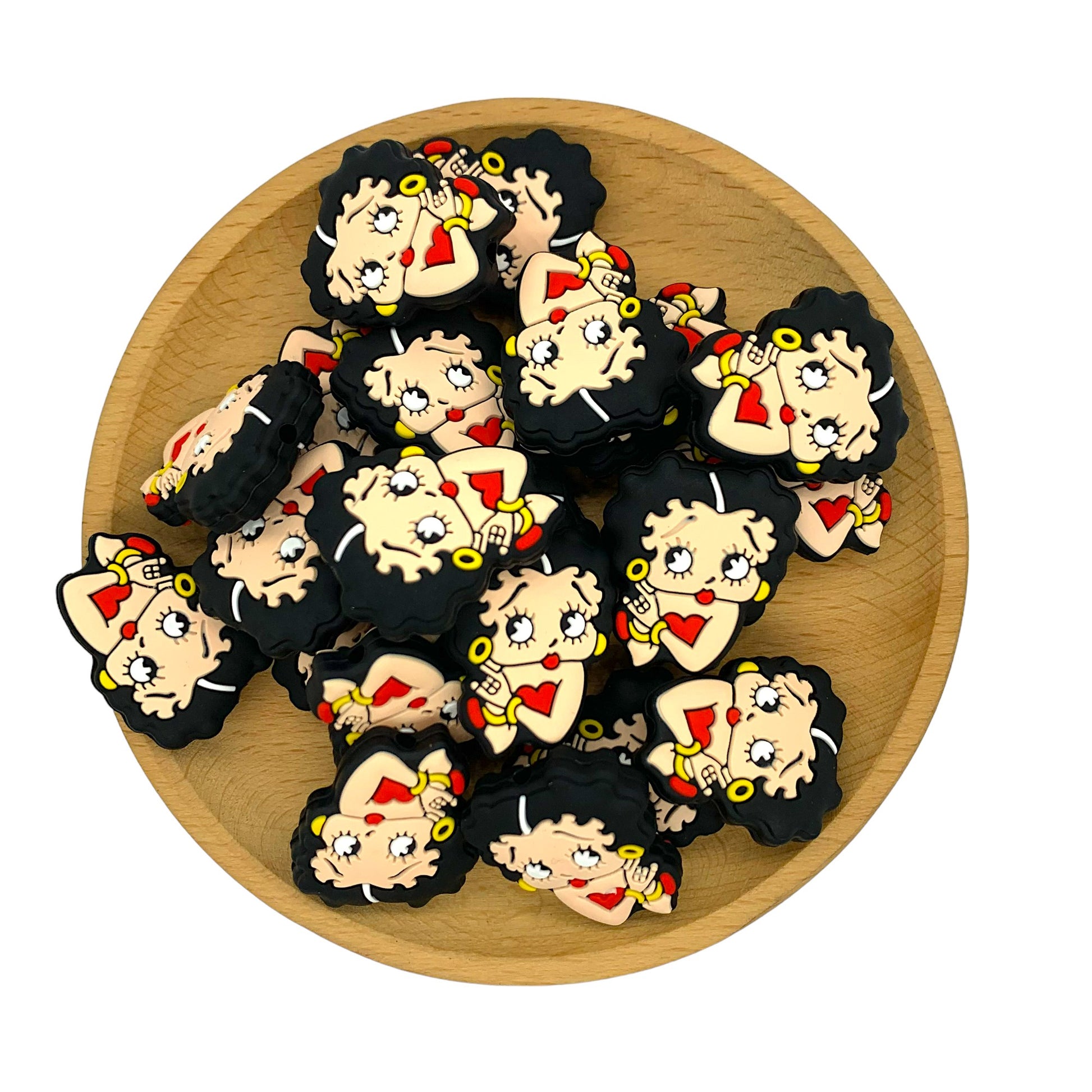 Silicone Focal Beads Betty Boop Iconic Face Red Heart 20pcs 2