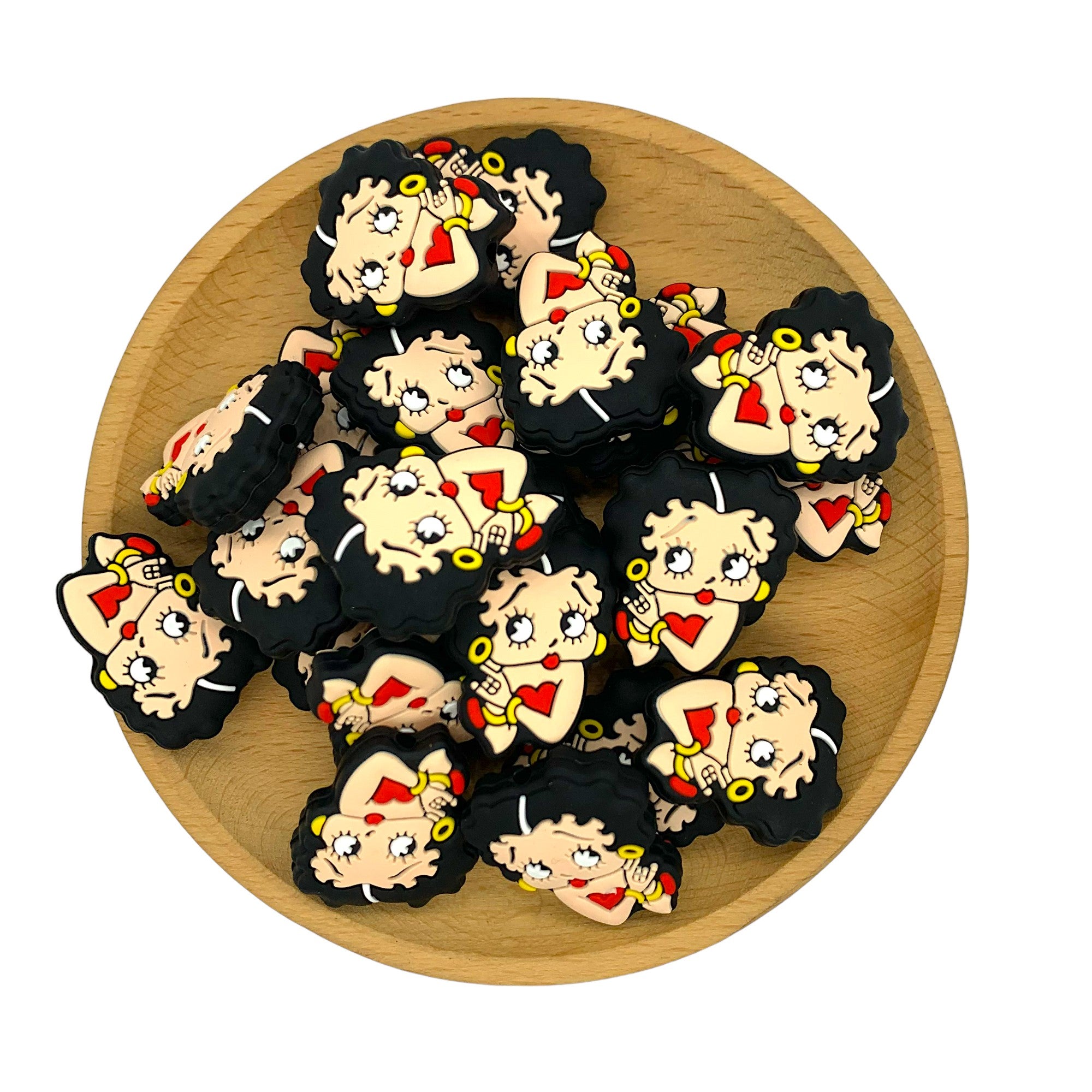Silicone Focal Beads Betty Boop Iconic Face Red Heart 20pcs 2