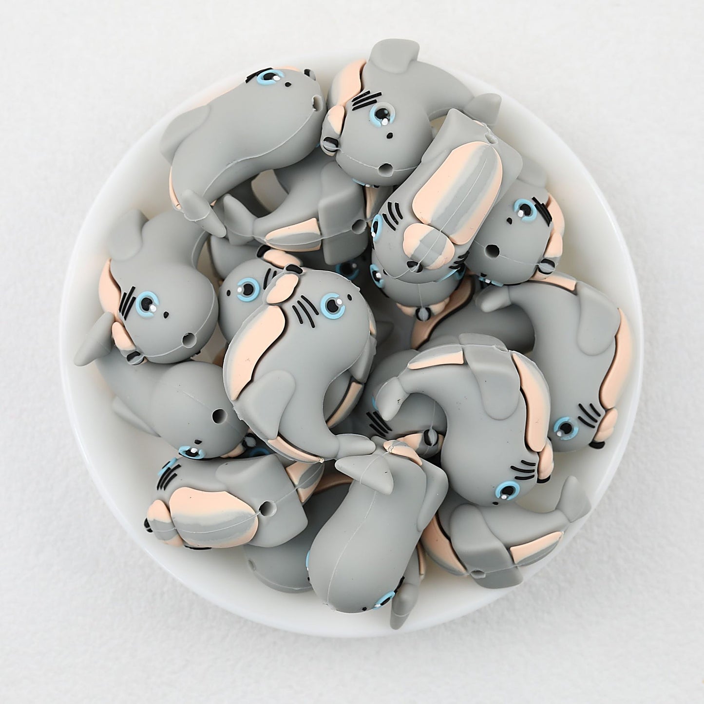 Gray Seal 3D Silicone Focal Beads Cute Seal Shaped 20pcs
