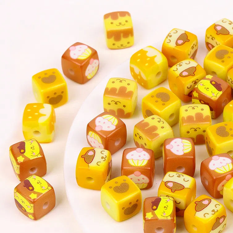 Pom Pom Purin Printed Acrylic Square Beads 14mm 10pcs 2