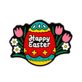 Silicone Focal Beads Easter Egg Flower with Happy Easter Text
