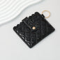 PU Card Holder Keychain Multi Patterned - D4 Rhombus black