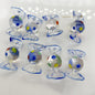 Lampwork Glass Beads Candy Shape 15x28mm Transparent Polka Dotted Stripe 4pcs 11