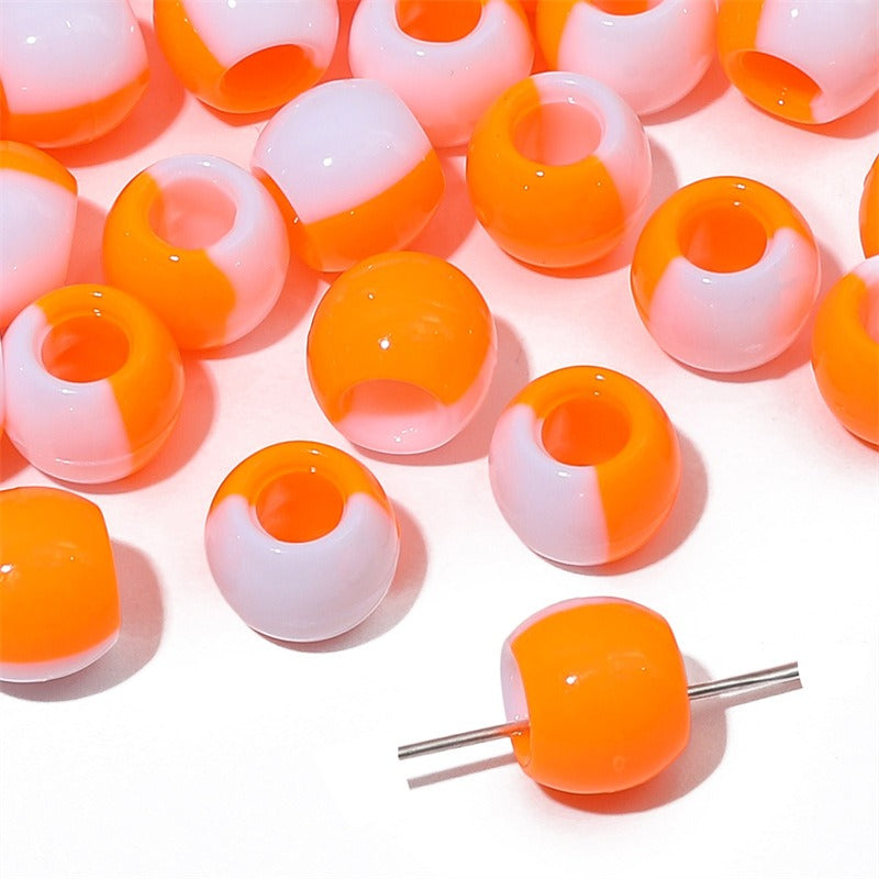 Large Hole Acrylic Beads 12mm Two-Tone Mixed Colors 60pcs 9