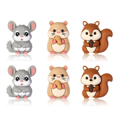 3D Cute Rodent Silicone Focal Beads Hamster Chinchilla Squirrel 20pcs 8