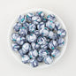 15mm Patterned Printed Silicone Round Beads Bright Colors 50pcs - Butterfly Spot